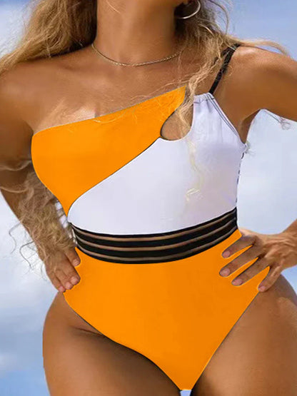 Bikini-Badebekleidung für Frauen Stoff-Panel-Patchwork-Body