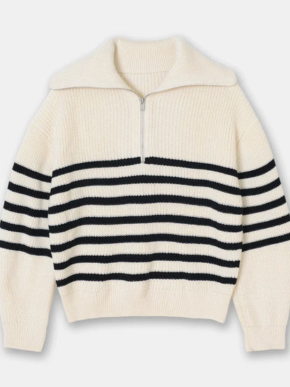 Madeleine - Rollkragenpullover mit gestreiftem Revers