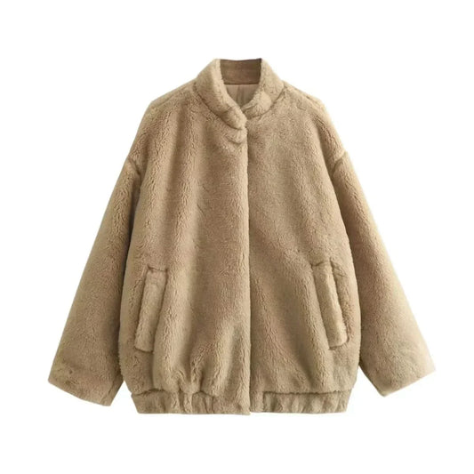 Gemütlicher Chic Faux-Fur-Mantel für Herbst und Winter für Damen