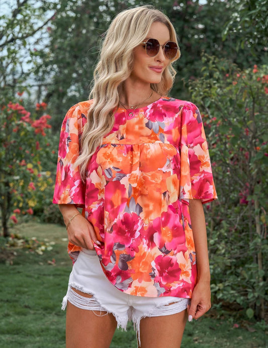 Shanee - Blumige Bluse mit Ärmeln