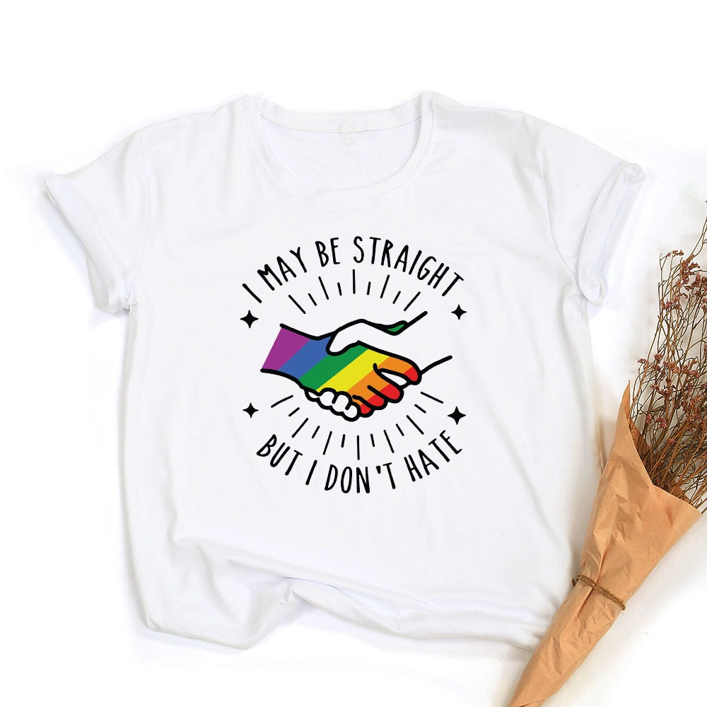 Frieden Liebe Gleichheit Regenbogen Grafik T-Shirt | LGBT Stolz Retro Sommer Top