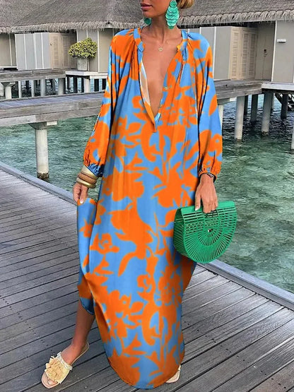 Georgette - Bohème Maxikleid mit langen Ärmeln