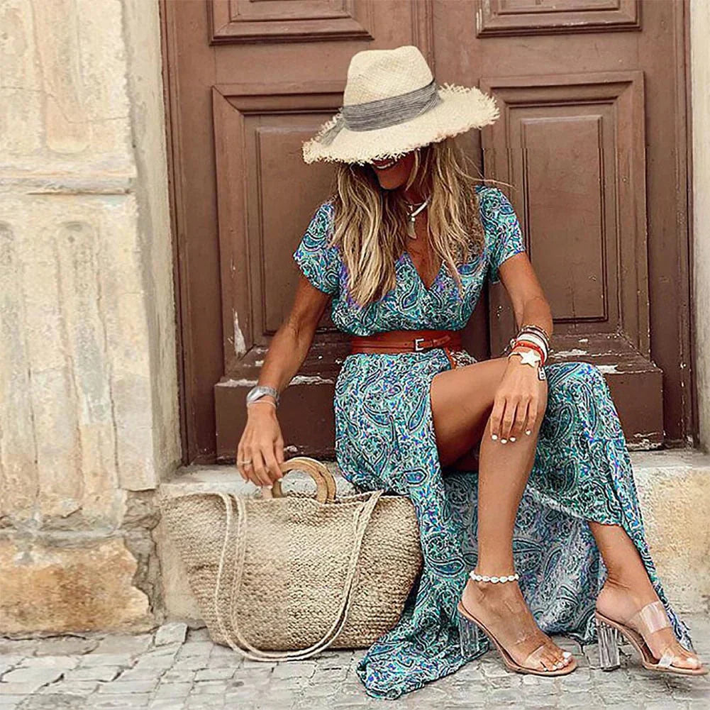 Elegantes Bohemian-Kleid mit kostenlosem Gürtel