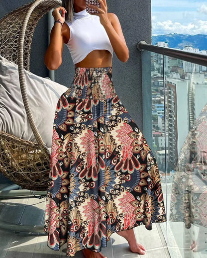 Emmeline - Elastischer A-Linien-Rock mit hoher Taille, großem Schwung und langem Rockteil