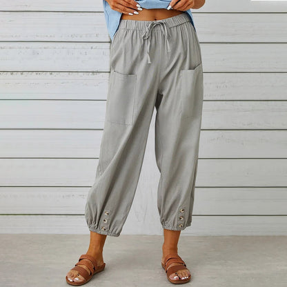 Elda-Hose - Caprihose aus Leinen für Damen für lässigen Komfort im lockeren Stil