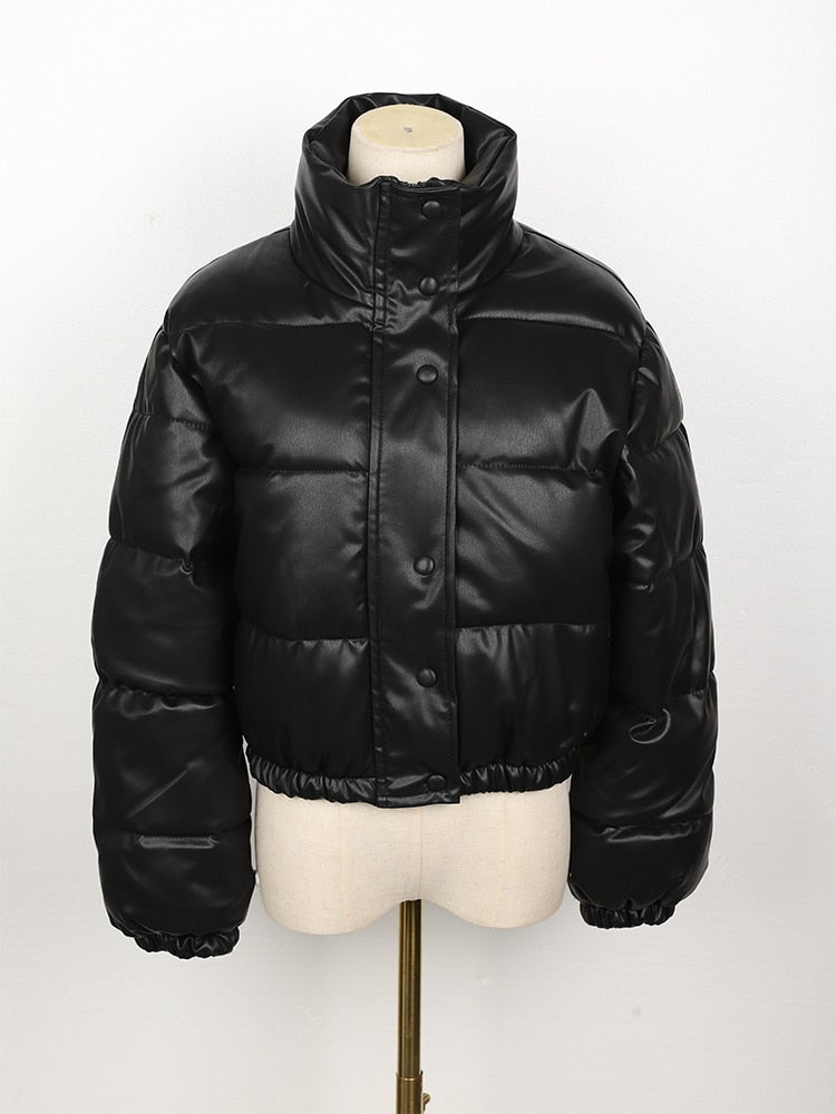 CoolJacket I Leder-Pufferjacke für Frauen