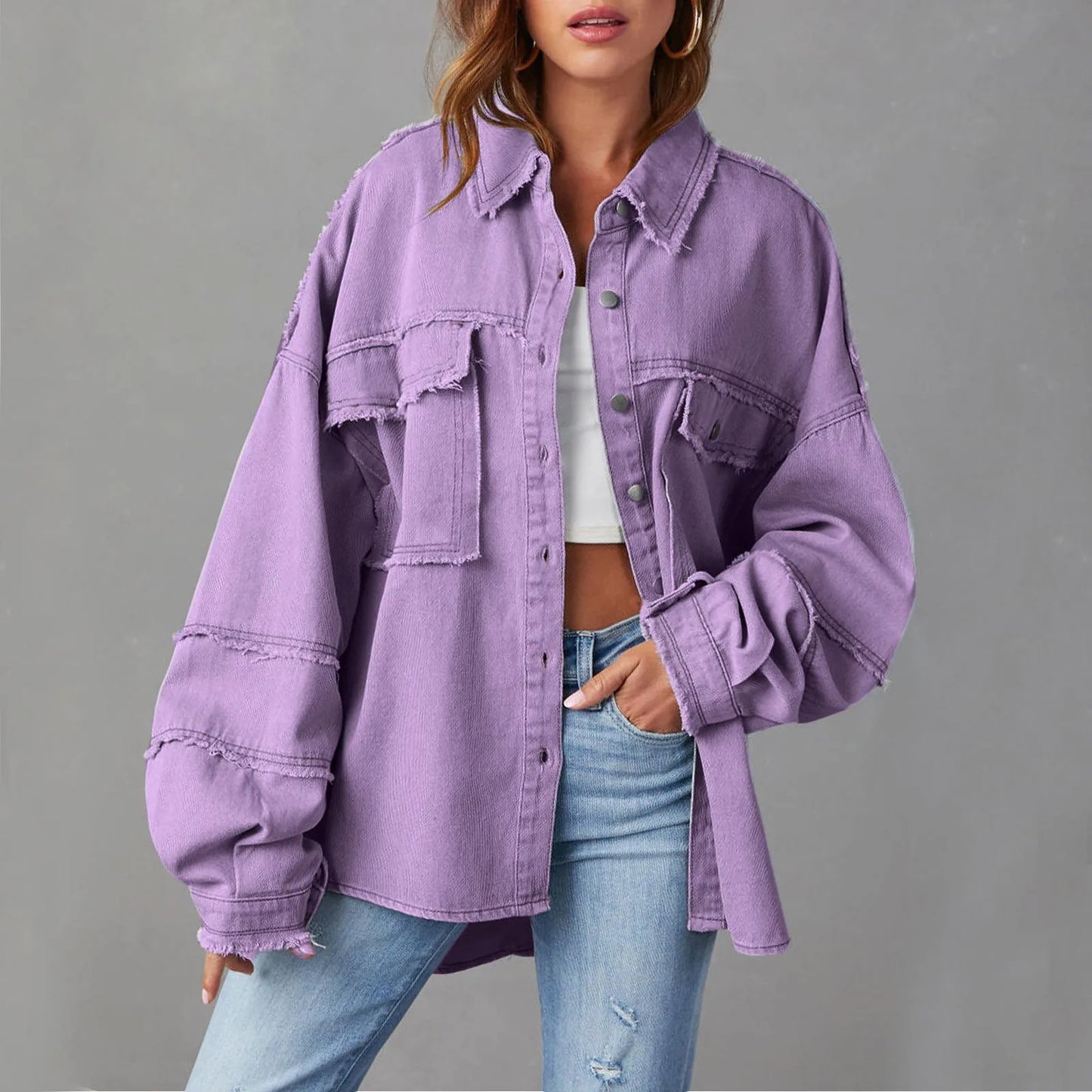 Weite Jeansjacke aus Baumwolle