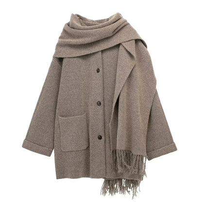 Nerys - Wollmantel mit Schal