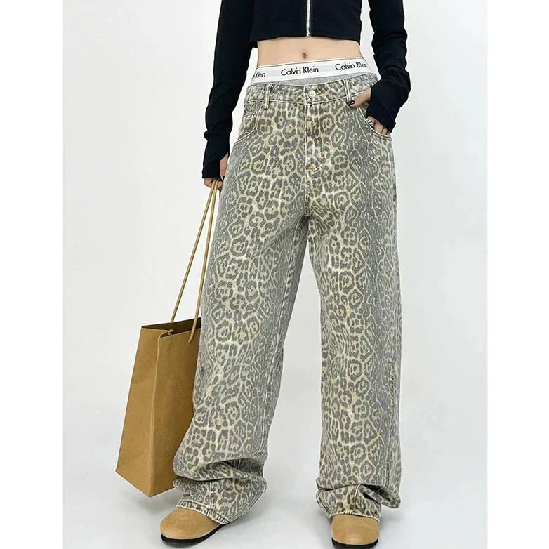 Retro-Hose mit Leoparden-Print