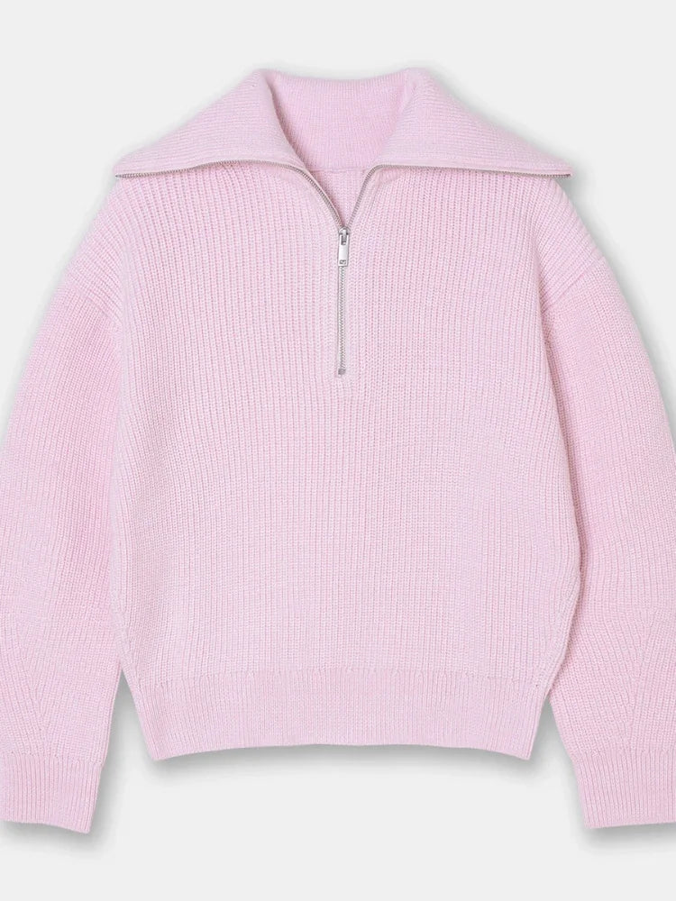 Madeleine - Rollkragenpullover mit gestreiftem Revers