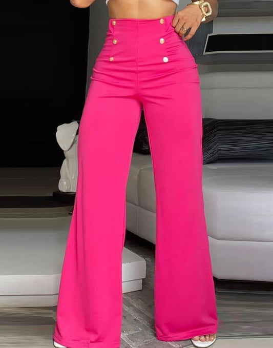 Madrisa Hosen - Modische Damenhose mit weitem Bein und Knopfverschluss