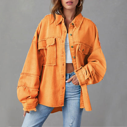 Weite Jeansjacke aus Baumwolle