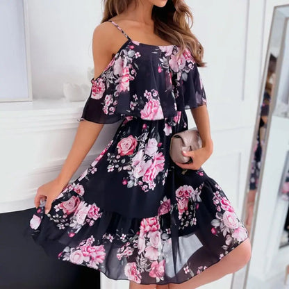 Faye - Kleid mit Spaghetti-Trägern und Rüschen