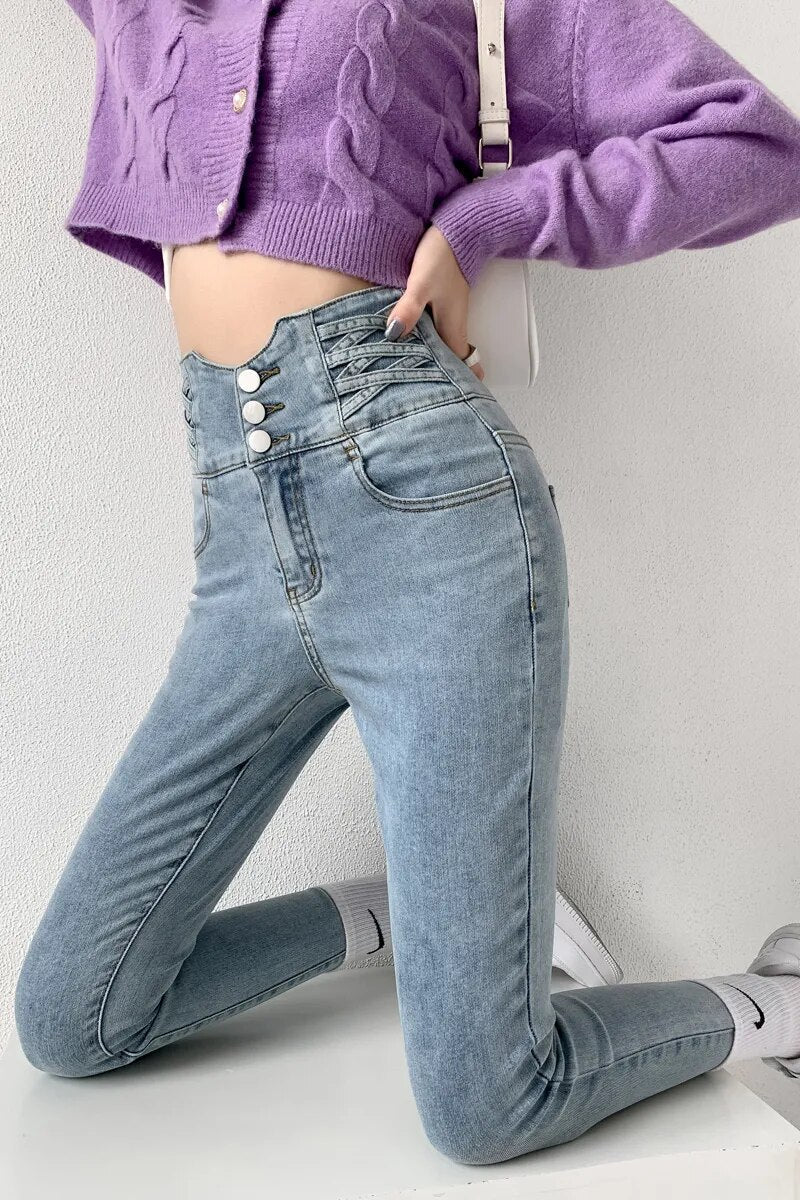 Vintage Bleistift-Jeans für Frauen Zocker