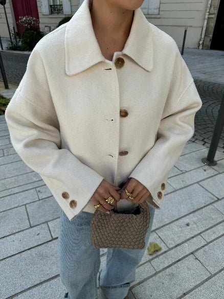 Eleganter Damenmantel - Gesteppte Halbsaison-Jacke mit Knöpfen