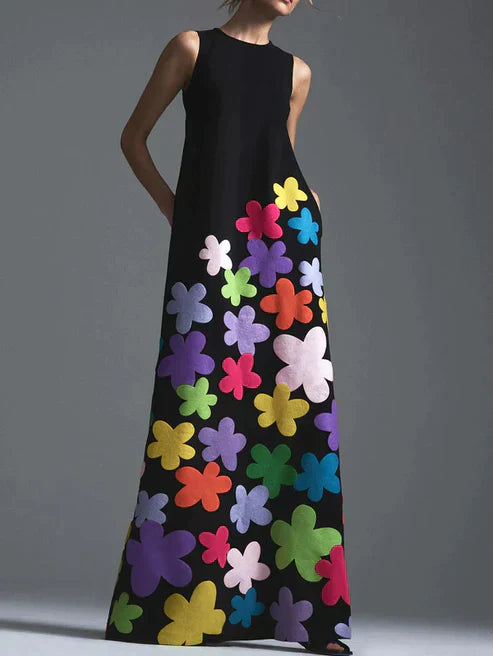 Jenny - Elegantes Blumenkleid mit Rundhalsausschnitt