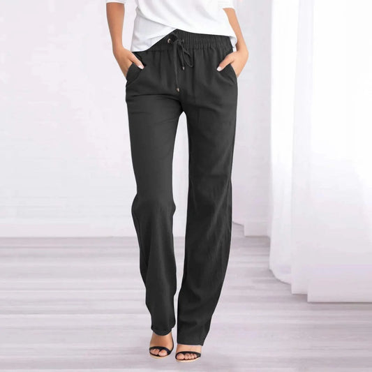 Damen Leinenhose - Entspannt - Atmungsactivees Material, elastischer Bund - Perfekt für einen entspannten Tag