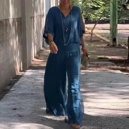 Elegantes Chiffon-Top mit Hose Zweiteiliges Set