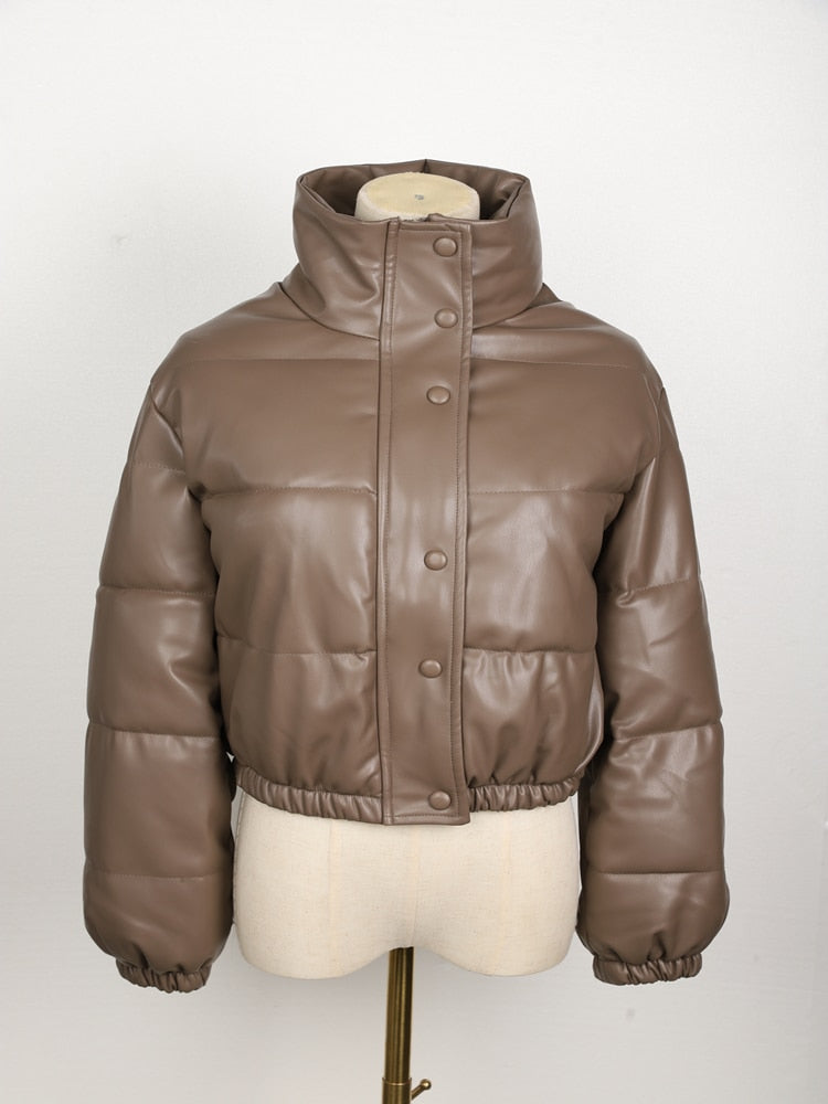CoolJacket I Leder-Pufferjacke für Frauen