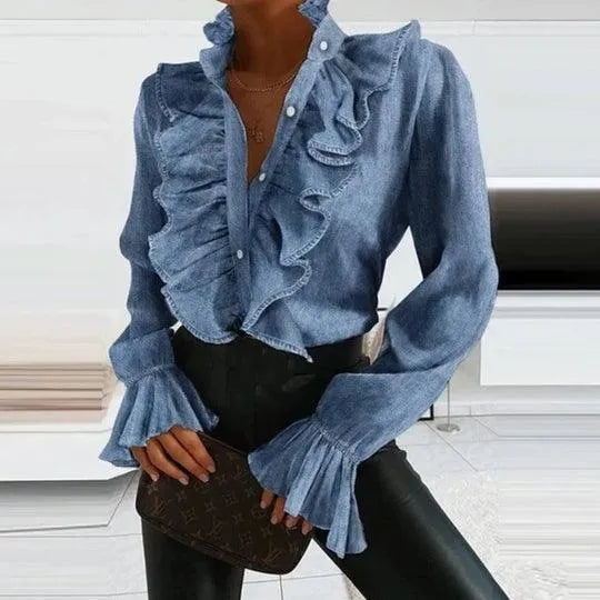 Hannie - Bluse mit Rüschen und langen Ärmeln