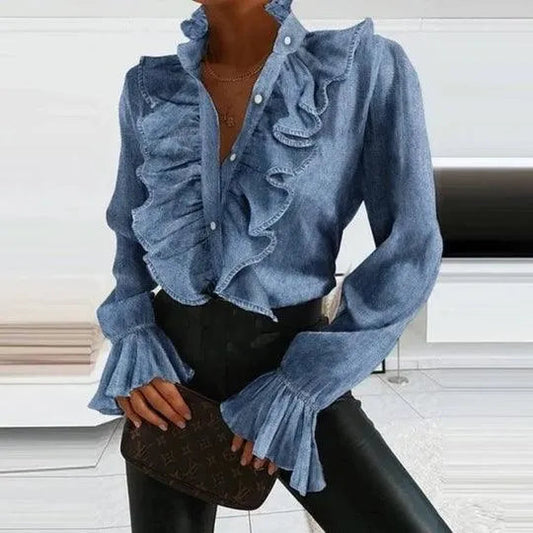 Hannie - Bluse mit Rüschen und langen Ärmeln