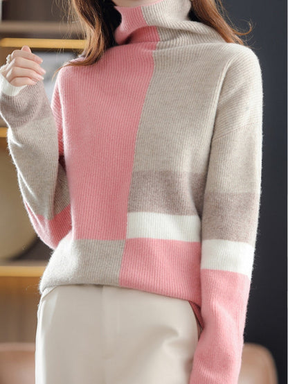 Belle - Gemusterter Rollkragenpullover aus Kaschmir