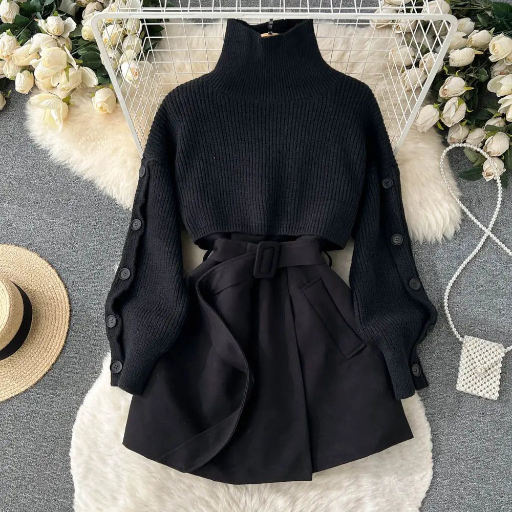Laverne - Zweiteiliges Set mit Rollkragenpullover aus Strick