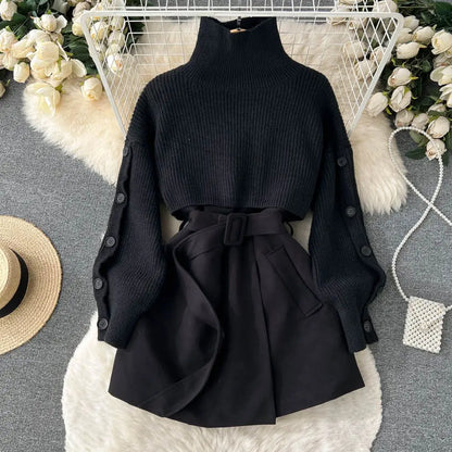 Laverne - Zweiteiliges Set mit Rollkragenpullover aus Strick
