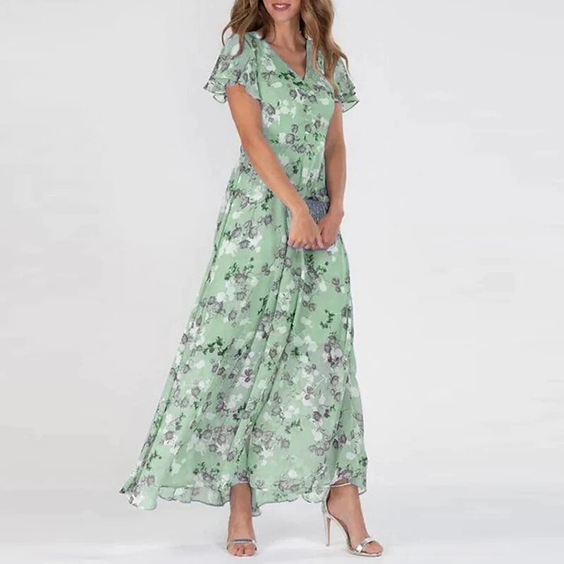 Victoria - Langes Sommerkleid mit floralem Muster