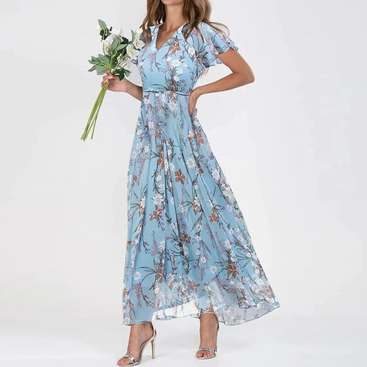 Victoria - Langes Sommerkleid mit floralem Muster