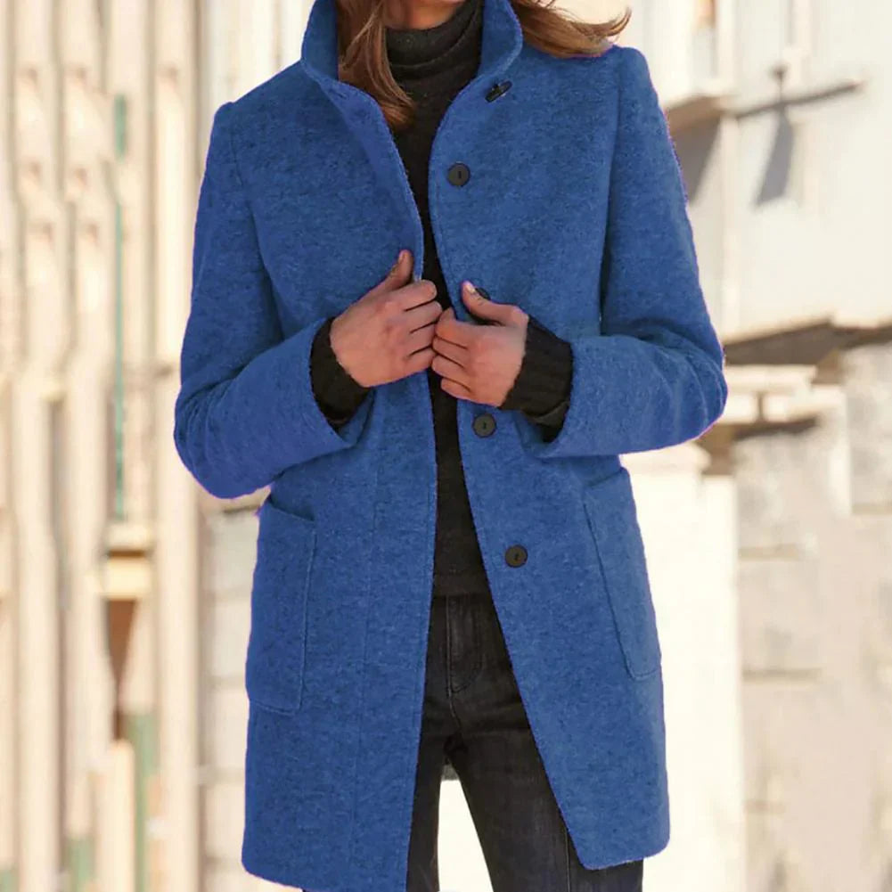 Elegante Stehkragen Lange Jacke