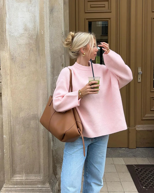 Eleganter O-Collar Loose Sweater für Frauen - Bequem und schick für jeden Tag