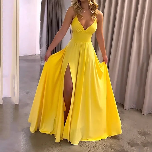 Maxim - Maxikleid Sommermode Hosenträger geteilte Kappentaille