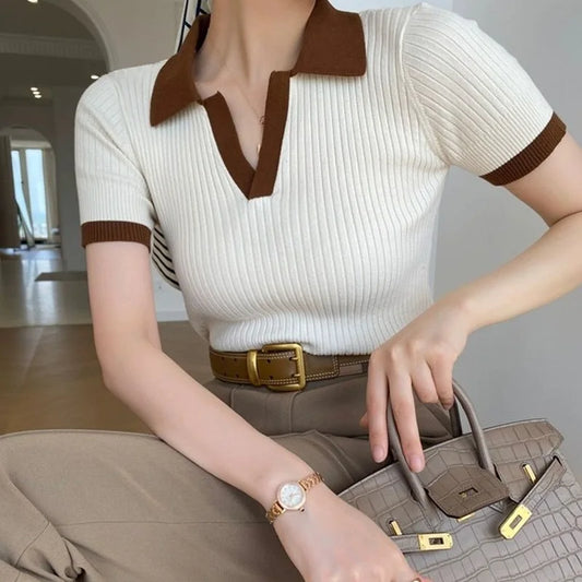 Tarmila Top | Lässiges Strick-Top mit V-Ausschnitt