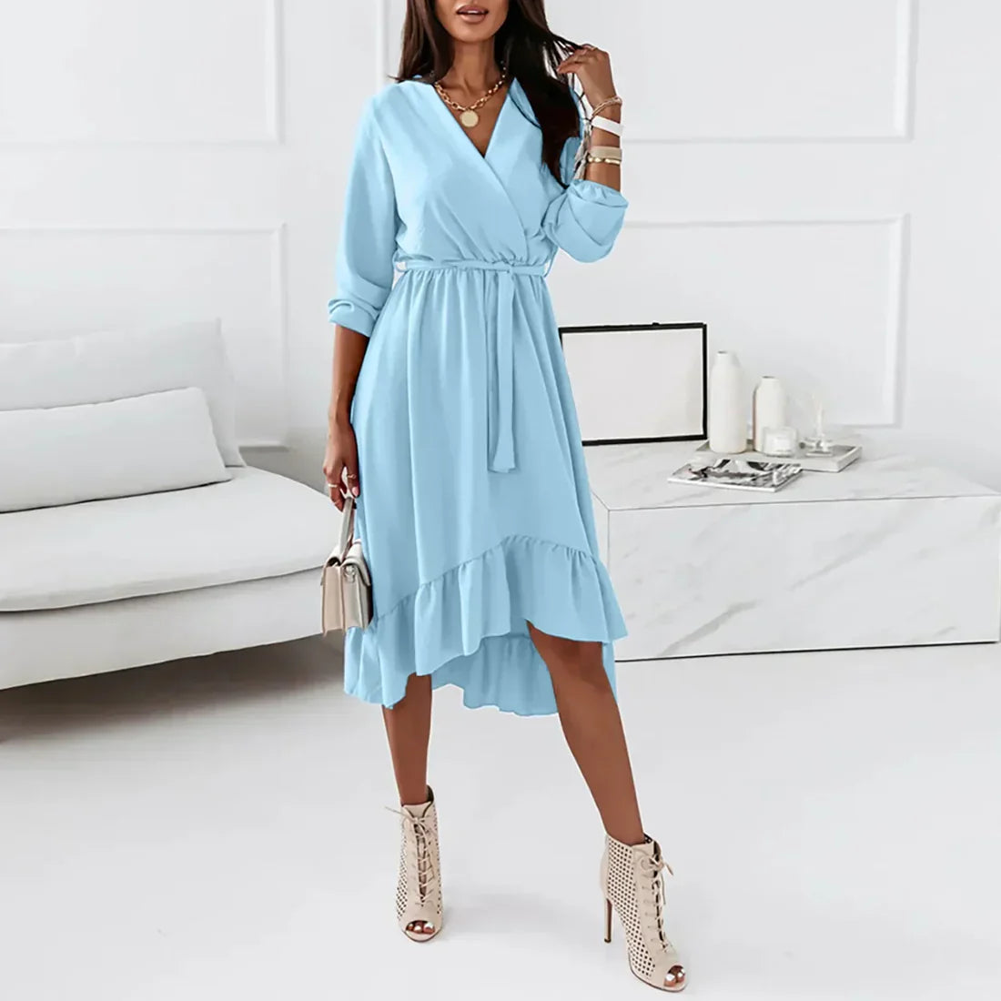 Aurelia - Schönes langärmeliges Wickelkleid
