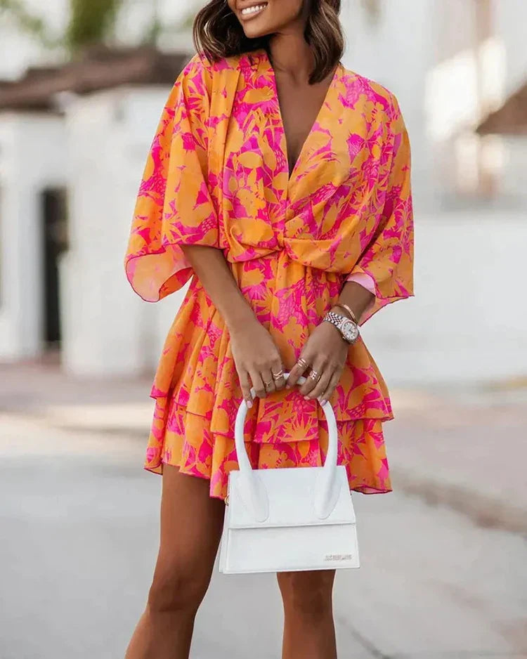Fern - Kleid mit Rüschen und Blumendruck