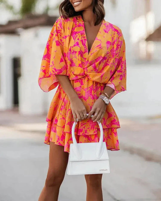 Fern - Kleid mit Rüschen und Blumendruck