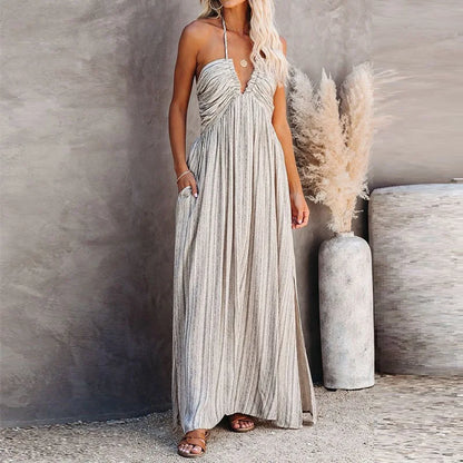 Isadora - Sexy Gestreiftes Verstellbares Tanga Tube Top Langes Kleid