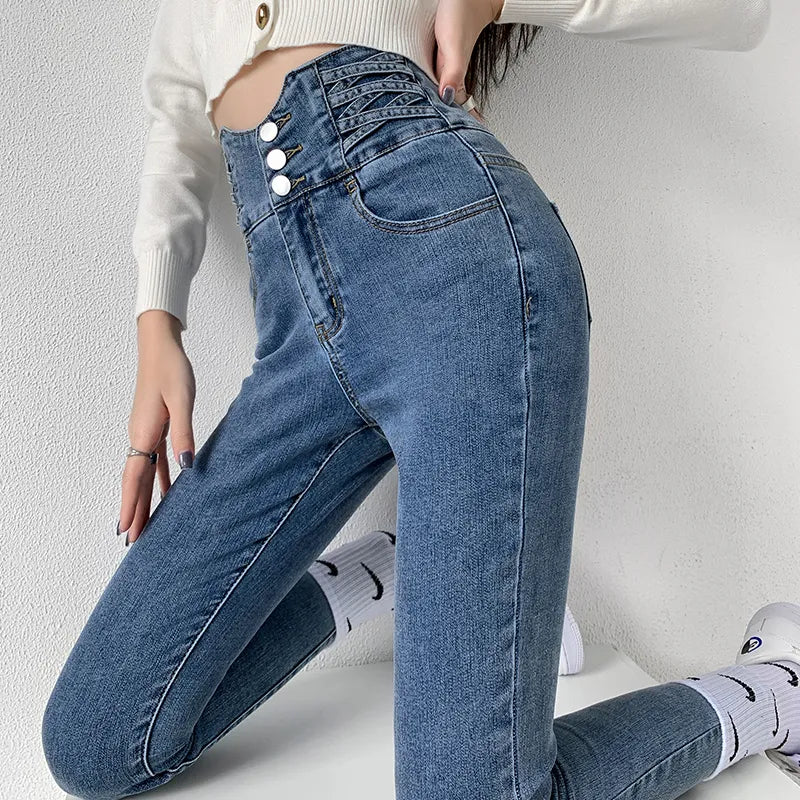 Vintage Bleistift-Jeans für Frauen Zocker