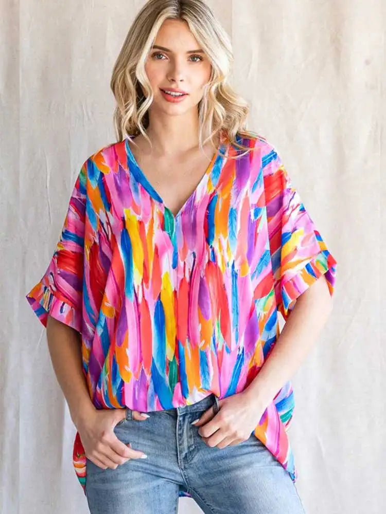 Jalys - Bluse mit bunten Federn