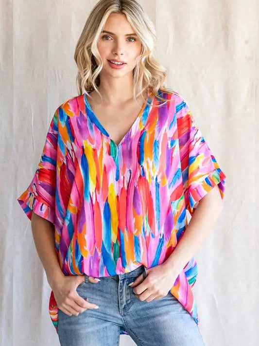 Jalys - Bluse mit bunten Federn