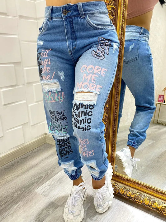 Zerrissene Jeans mit schrägen Taschen für Frauen Should