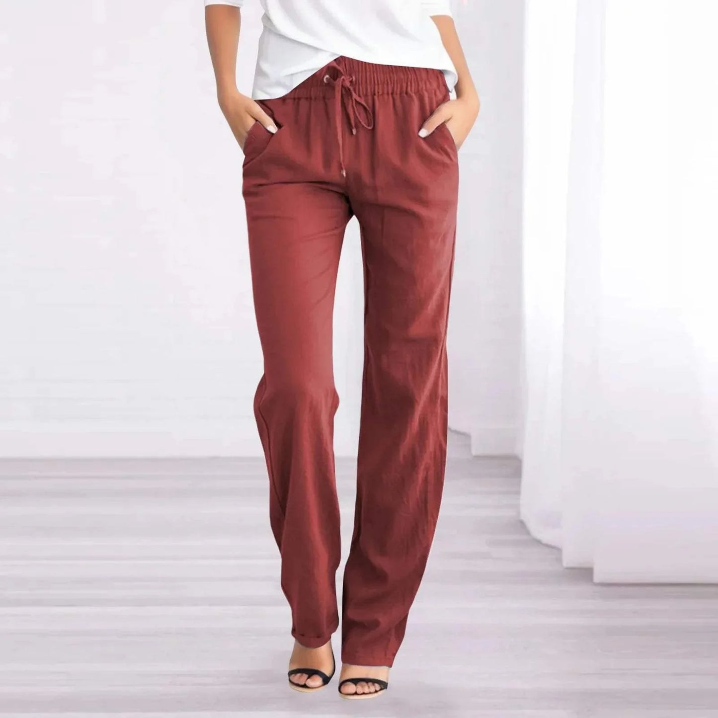 Damen Leinenhose - Entspannt - Atmungsactivees Material, elastischer Bund - Perfekt für einen entspannten Tag