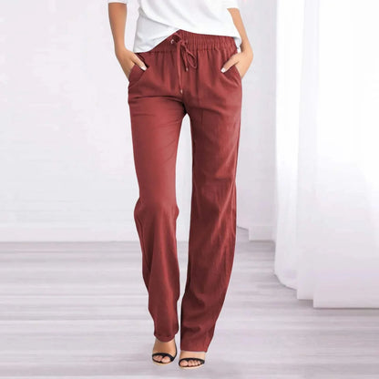 Damen Leinenhose - Entspannt - Atmungsactivees Material, elastischer Bund - Perfekt für einen entspannten Tag