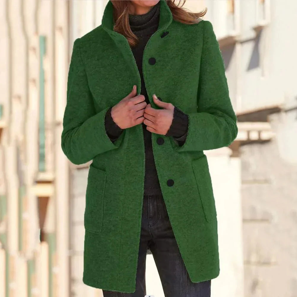 Elegante Stehkragen Lange Jacke