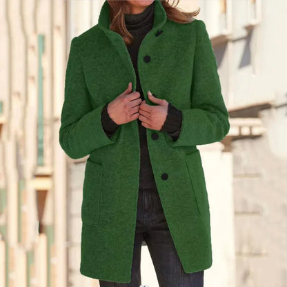 Elegante Stehkragen Lange Jacke