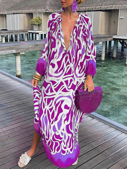 Georgette - Bohème Maxikleid mit langen Ärmeln