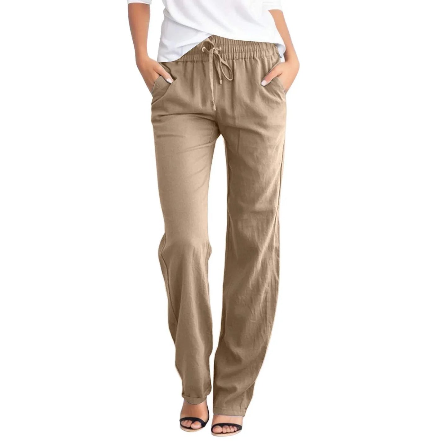 Damen Leinenhose - Entspannt - Atmungsactivees Material, elastischer Bund - Perfekt für einen entspannten Tag