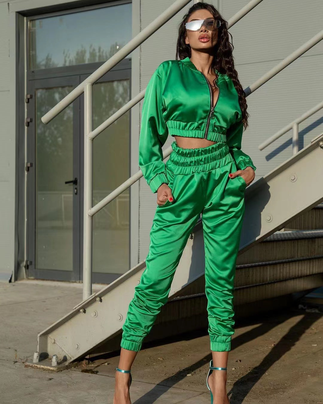Riel - Stylisches Herbst-Satin-Trainingsanzugset für Frauen