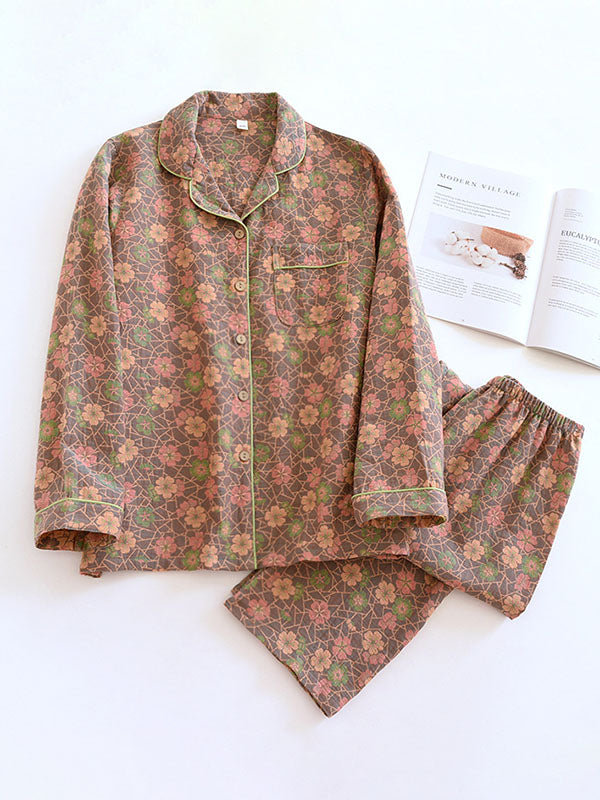 Elodie - 2-teiliger Vintage-Pyjama mit Blumenmuster für Frauen